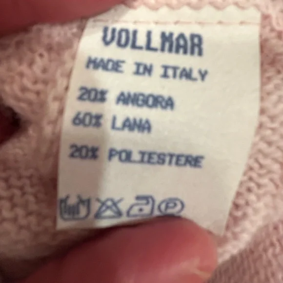 Vintage Italian Angora Wool Cardigan Pink “Comme Les Fleurs” Embroidered Hearts - Picture 7 of 10